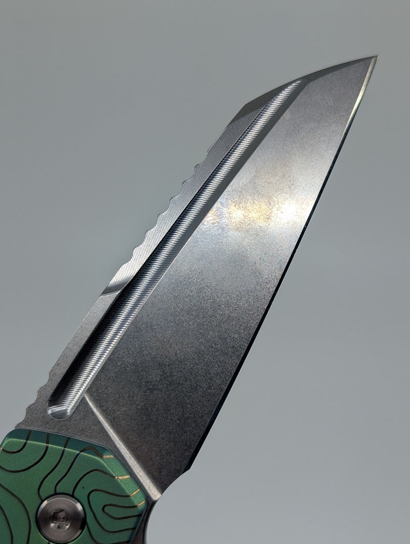 MachineWise Mojave Green Topo (CPM S90V | Stonewash | Smooth Handle) Framelock Folding Knife #722