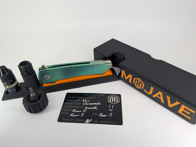 MachineWise Mojave Green Topo (CPM S90V | Stonewash | Smooth Handle) Framelock Folding Knife #722