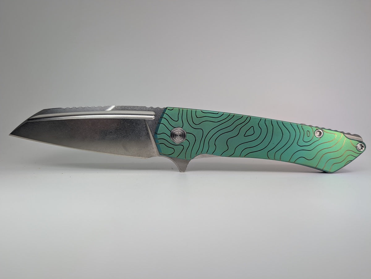 MachineWise Mojave Green Topo (CPM S90V | Stonewash | Smooth Handle) Framelock Folding Knife #722