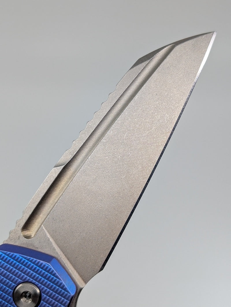 MachineWise Mojave Blurple Ti (S90V | Stonewash | FineStep) Framelock Folding Knife #1335