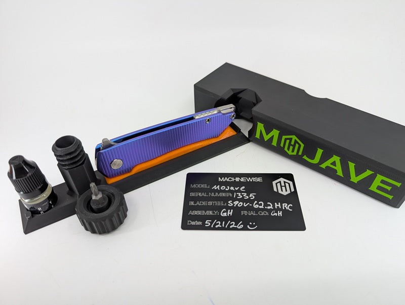 MachineWise Mojave Blurple Ti (S90V | Stonewash | FineStep) Framelock Folding Knife #1335