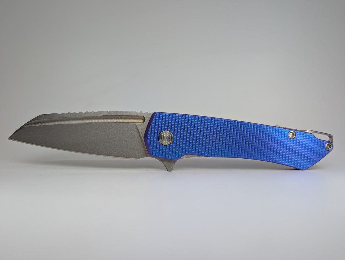MachineWise Mojave Blurple Ti (S90V | Stonewash | FineStep) Framelock Folding Knife #1335