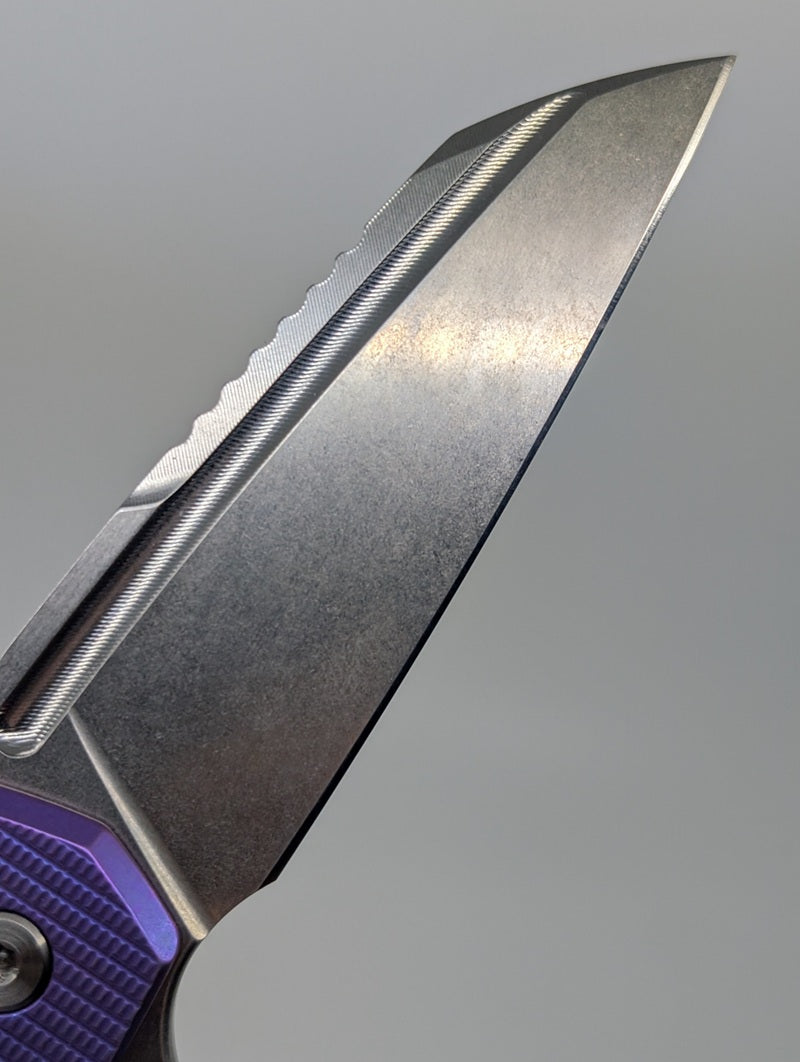 Mojave Blue Purple Fade Ti (CPM S90V | Stonewash | Grenade Handle) Framelock Folding Knife #930 *BLEM*