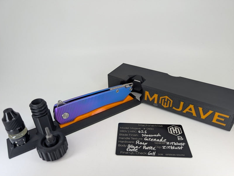 Mojave Blue Purple Fade Ti (CPM S90V | Stonewash | Grenade Handle) Framelock Folding Knife #930 *BLEM*