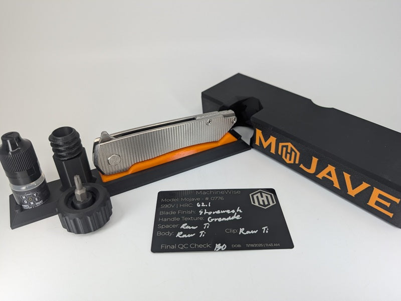 MachineWise Mojave Raw Ti (Stonewash | Grenade | Finestep Clip) Framelock Folding Knife #776
