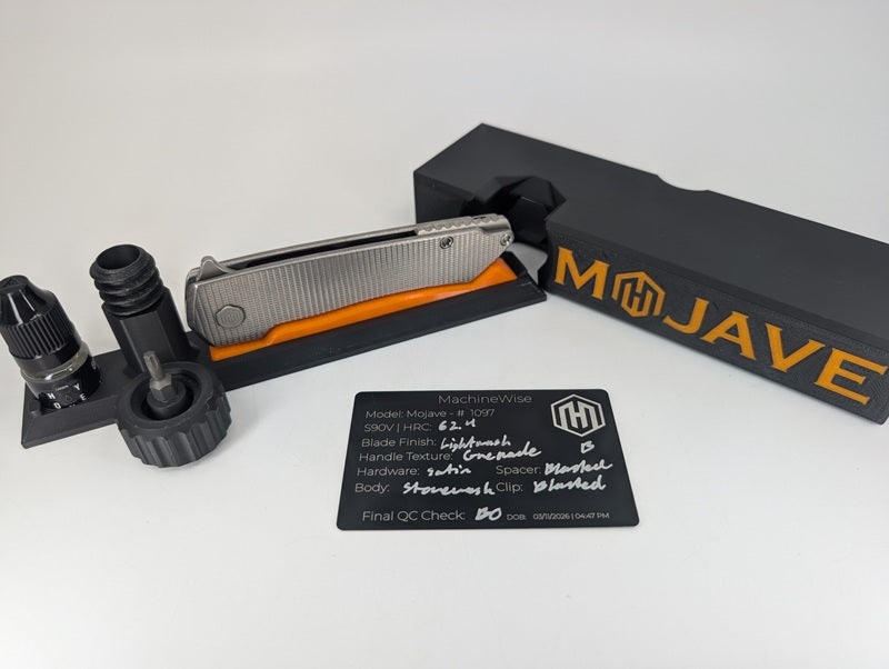 MachineWise Mojave Raw (S90V | Lightwash | Grenade) Framelock Folding Knife #1097 *BLEM*