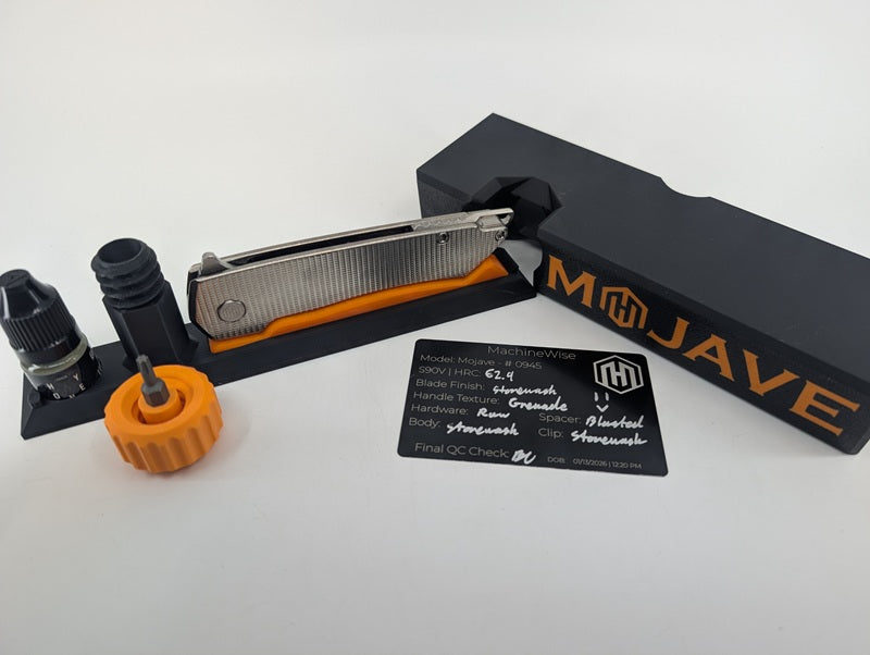 Mojave Raw Ti (CPM S90V | Stonewash | Grenade Handle) Framelock Folding Knife #945