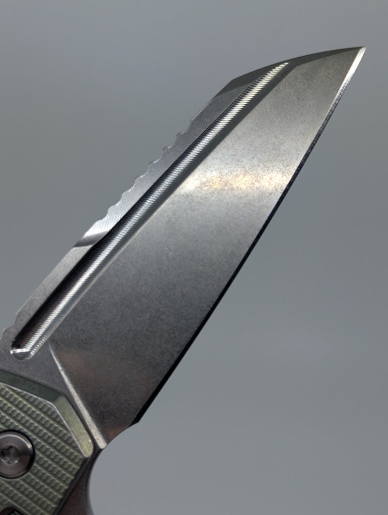 Mojave Sage Green w/ Distress (CPM 20CV | Stonewash | Grenade Handle) Framelock Folding Knife #851