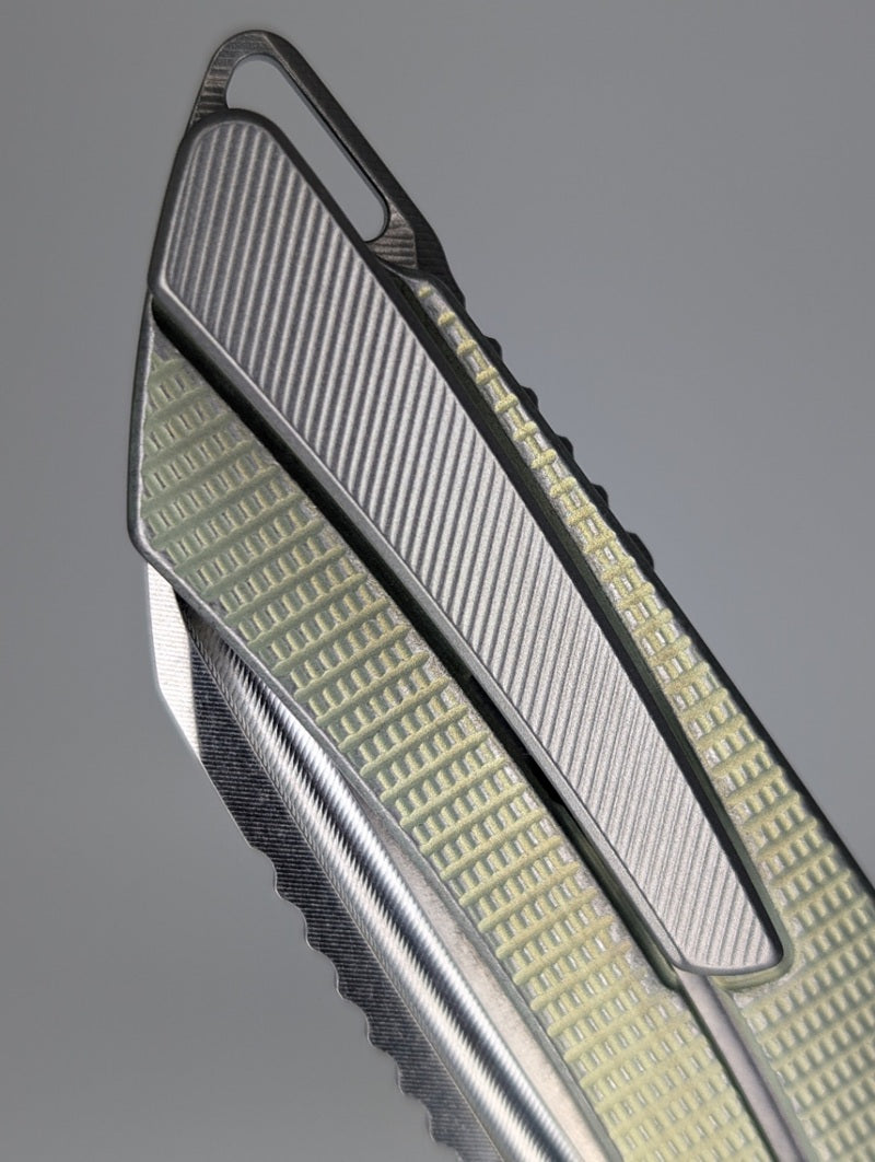 Mojave Sage Green w/ Distress (CPM 20CV | Stonewash | Grenade Handle) Framelock Folding Knife #851