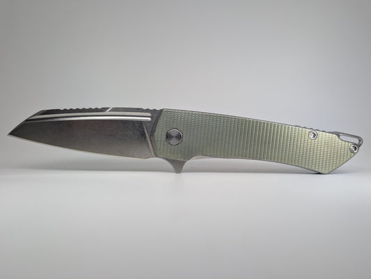 Mojave Sage Green w/ Distress (CPM 20CV | Stonewash | Grenade Handle) Framelock Folding Knife #851