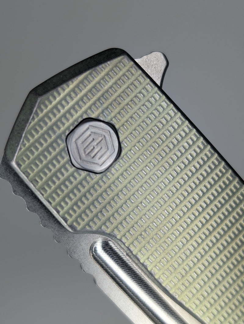 Mojave Sage Green w/ Distress (CPM 20CV | Stonewash | Grenade Handle) Framelock Folding Knife #851