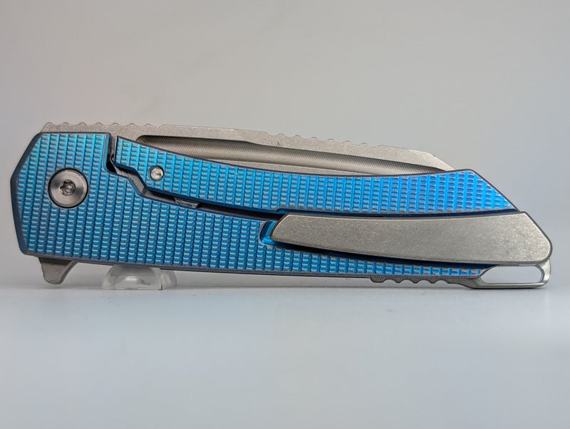 MachineWise Mojave Blue Fade Ti (S90V | Stonewash | Grenade) Framelock Folding Knife #1181