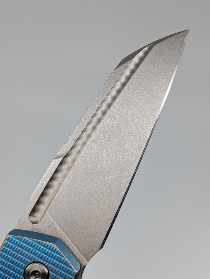 MachineWise Mojave Blue Fade Ti (S90V | Stonewash | Grenade) Framelock Folding Knife #1181