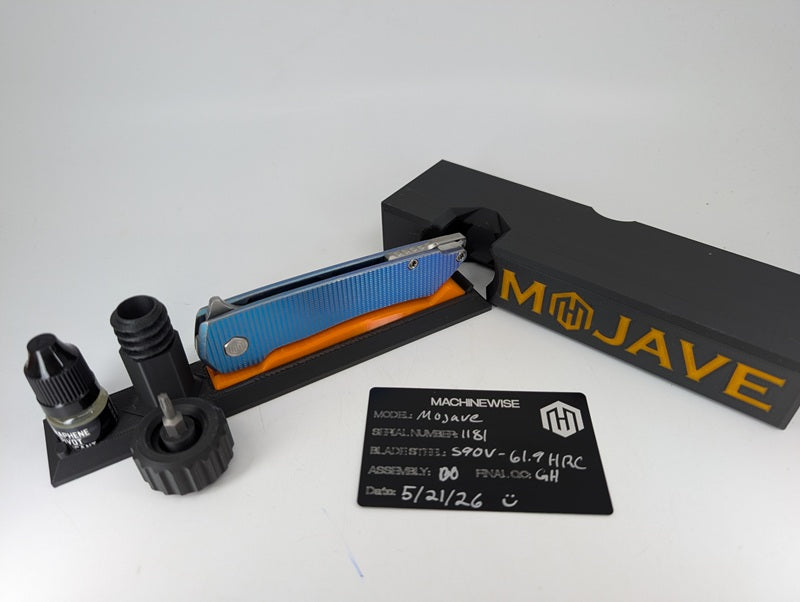 MachineWise Mojave Blue Fade Ti (S90V | Stonewash | Grenade) Framelock Folding Knife #1181