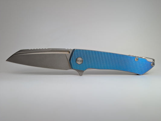 MachineWise Mojave Blue Fade Ti (S90V | Stonewash | Grenade) Framelock Folding Knife #1181