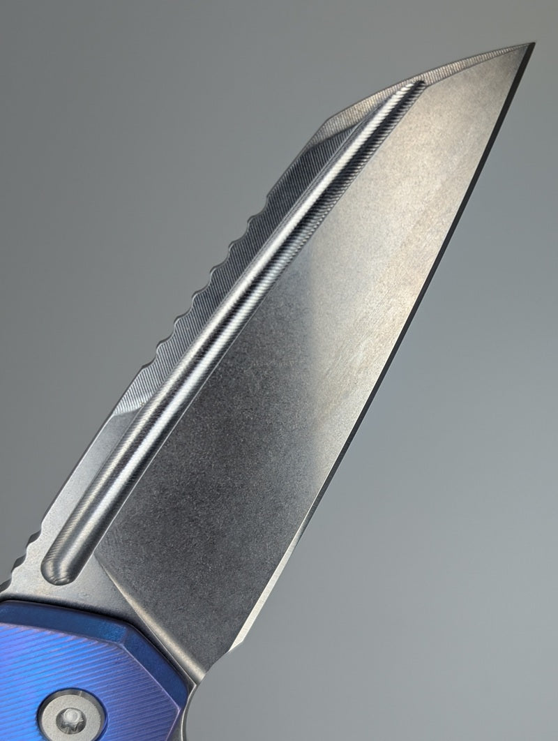 MachineWise Mojave High Voltage Blue Fade Lanyardless Framelock Folding Knife #675 *BLEM*