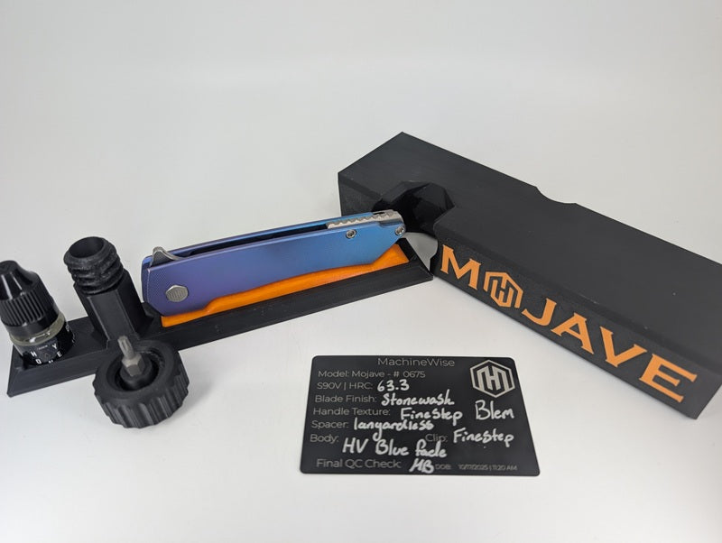 MachineWise Mojave High Voltage Blue Fade Lanyardless Framelock Folding Knife #675 *BLEM*