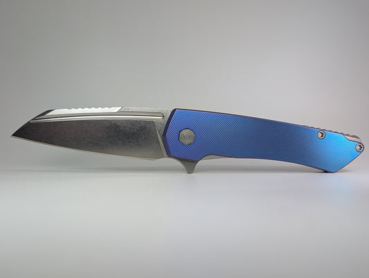 MachineWise Mojave High Voltage Blue Fade Lanyardless Framelock Folding Knife #675 *BLEM*