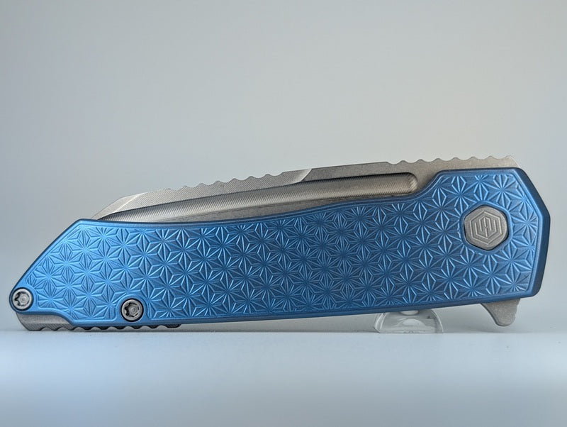 MachineWise Mojave Ice Blue Ti (CPM S90V | Lightwash | Stars Handle) Framelock Folding Knife 575 *BLEM*