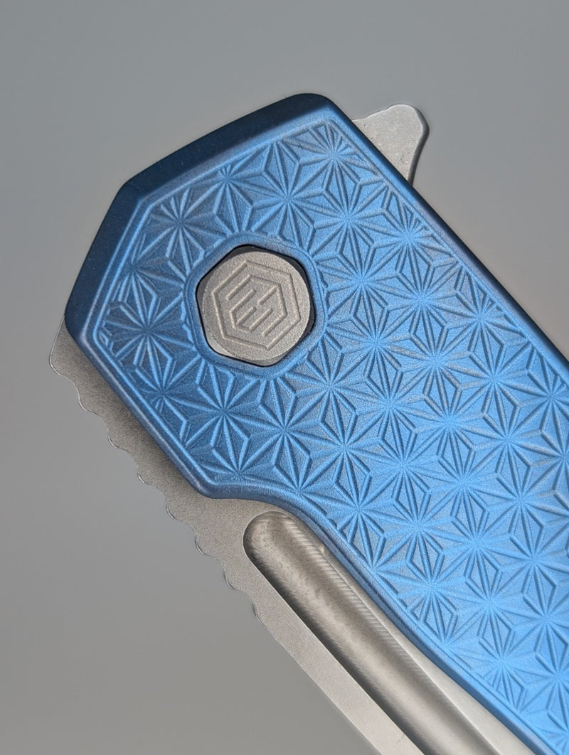 MachineWise Mojave Ice Blue Ti (CPM S90V | Lightwash | Stars Handle) Framelock Folding Knife 575 *BLEM*