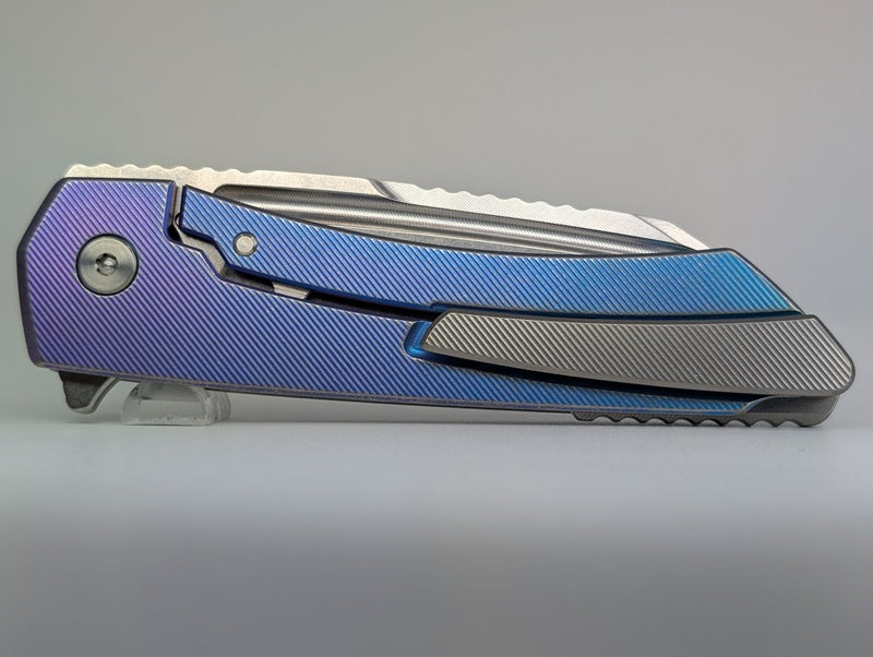 MachineWise Mojave Midnight w/ Distress (Stonewash | Fine Step | Fine Step Clip) Framelock Folding Knife #724