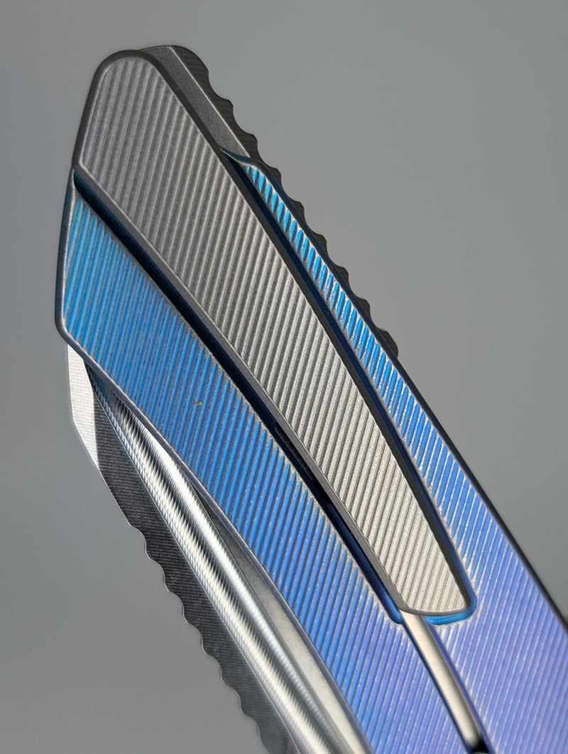 MachineWise Mojave Midnight w/ Distress (Stonewash | Fine Step | Fine Step Clip) Framelock Folding Knife #724