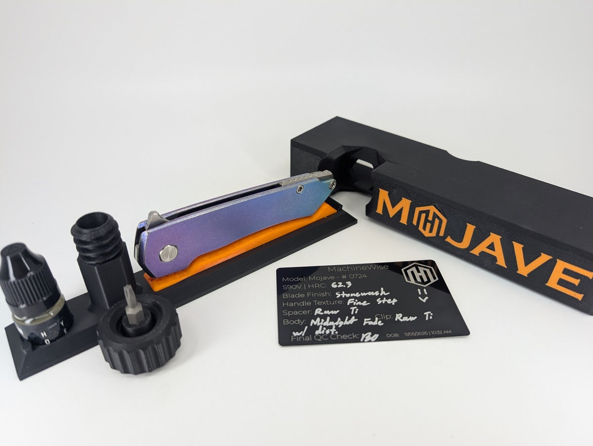 MachineWise Mojave Midnight w/ Distress (Stonewash | Fine Step | Fine Step Clip) Framelock Folding Knife #724