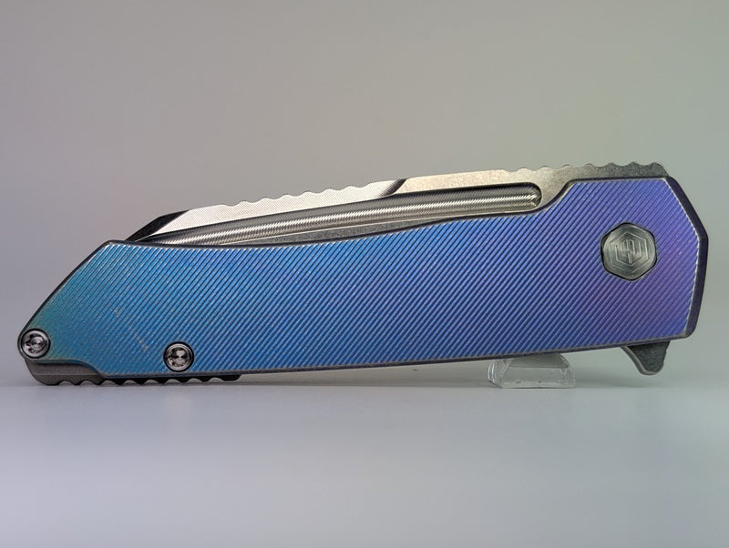 MachineWise Mojave Midnight w/ Distress (Stonewash | Fine Step | Fine Step Clip) Framelock Folding Knife #724