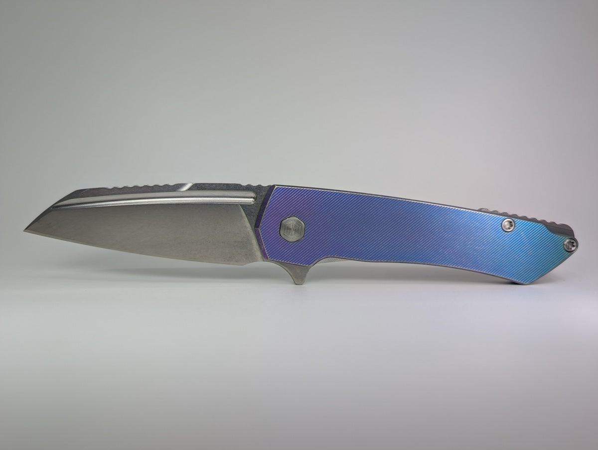 MachineWise Mojave Midnight w/ Distress (Stonewash | Fine Step | Fine Step Clip) Framelock Folding Knife #724