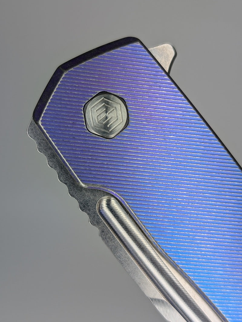 MachineWise Mojave Midnight w/ Distress (Stonewash | Fine Step | Fine Step Clip) Framelock Folding Knife #724