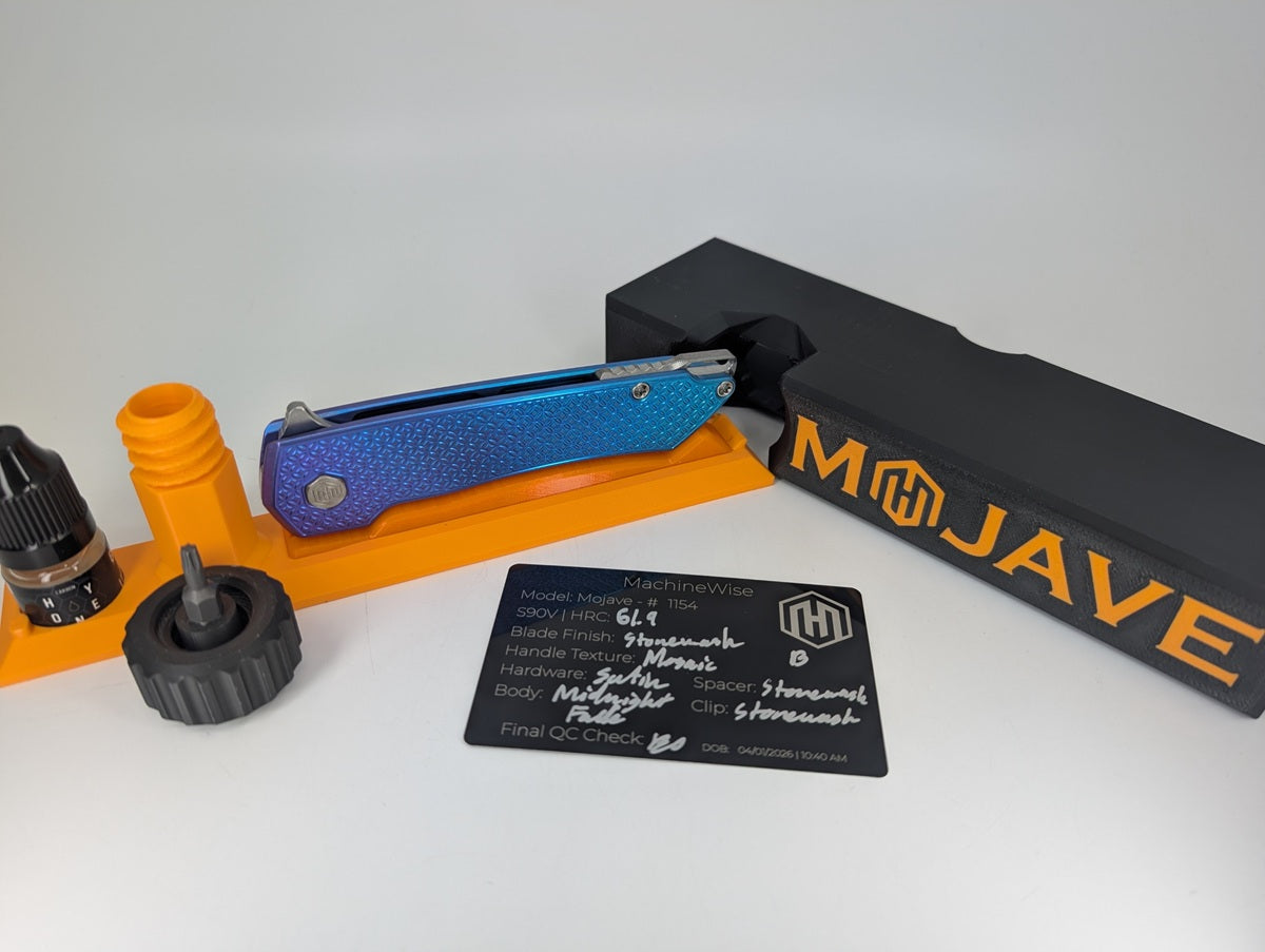 MachineWise Mojave Midnight Fade (S90V | Stonewash | Mosaic) Framelock Folding Knife #1154 *BLEM*