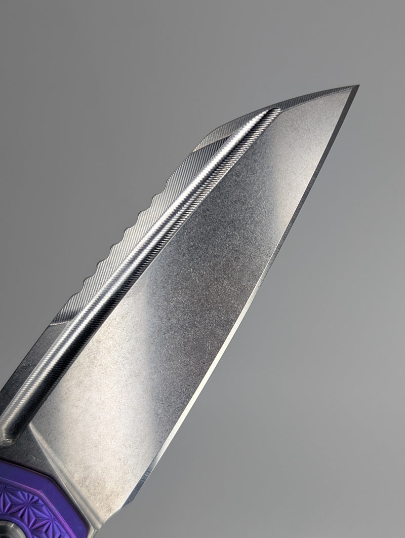 MachineWise Mojave Midnight Fade (Stonewash | Stars | Finestep Clip) Framelock Folding Knife #740