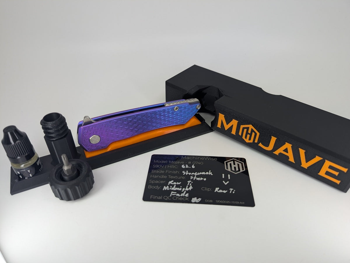 MachineWise Mojave Midnight Fade (Stonewash | Stars | Finestep Clip) Framelock Folding Knife #740