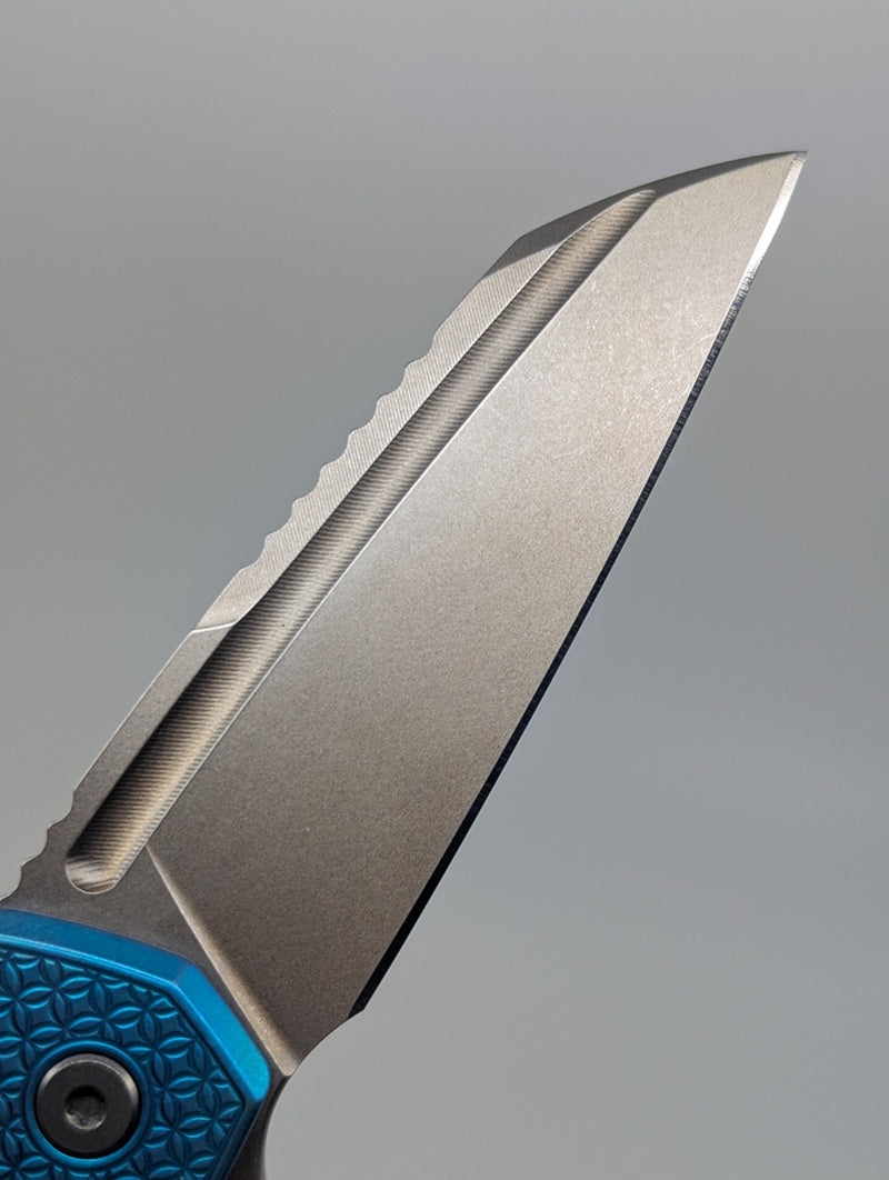 MachineWise Mojave Aqua Fade Ti ( S90V | Stonewash | Mosaic Handle ) Framelock Folding Knife #1077
