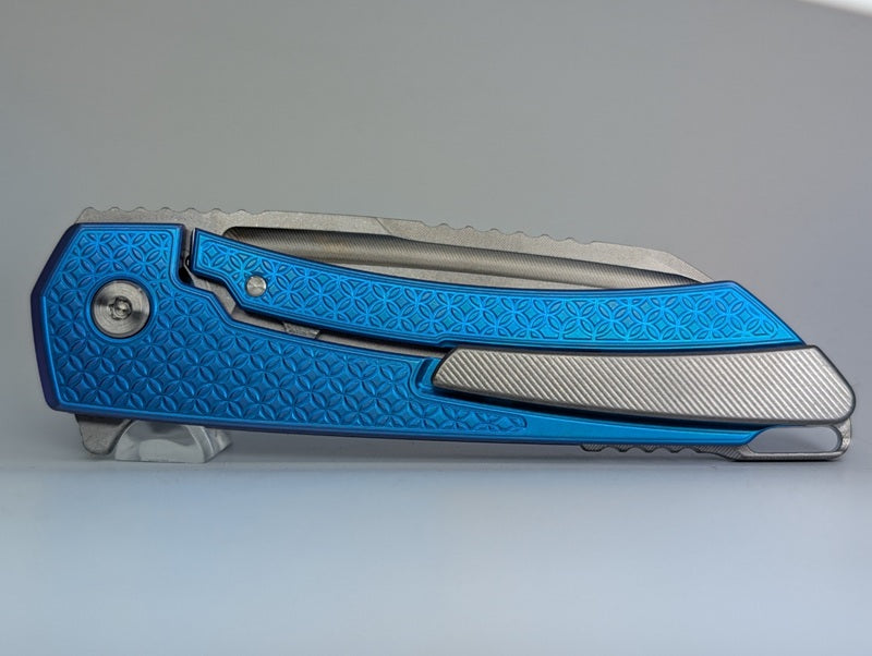 MachineWise Mojave E-Blue (S90V | Lightwash | Mosaic) Framelock Folding Knife #1190 *BLEM*