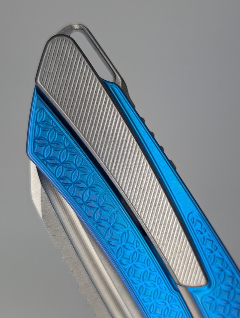 MachineWise Mojave E-Blue (S90V | Lightwash | Mosaic) Framelock Folding Knife #1190 *BLEM*