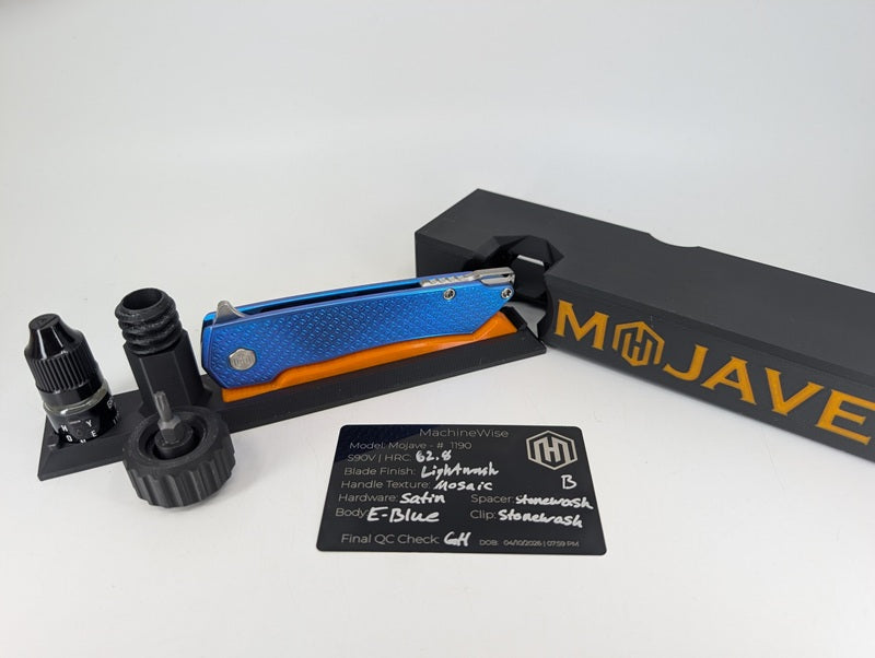 MachineWise Mojave E-Blue (S90V | Lightwash | Mosaic) Framelock Folding Knife #1190 *BLEM*