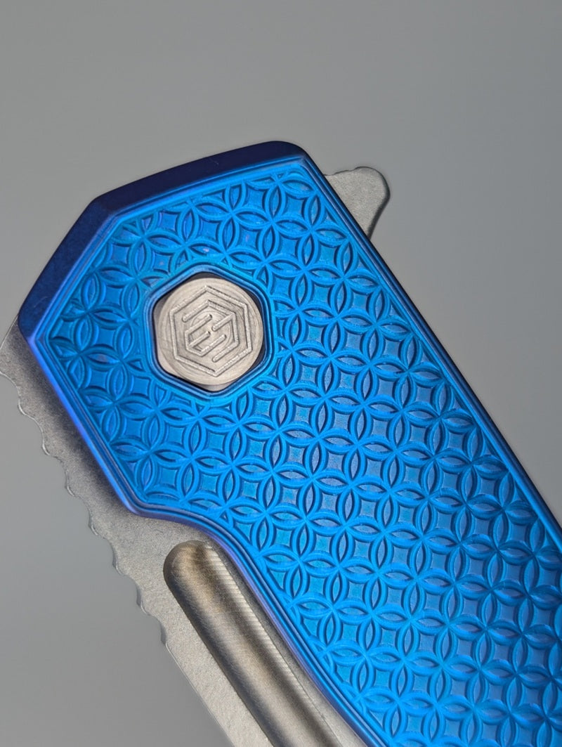 MachineWise Mojave E-Blue (S90V | Lightwash | Mosaic) Framelock Folding Knife #1190 *BLEM*