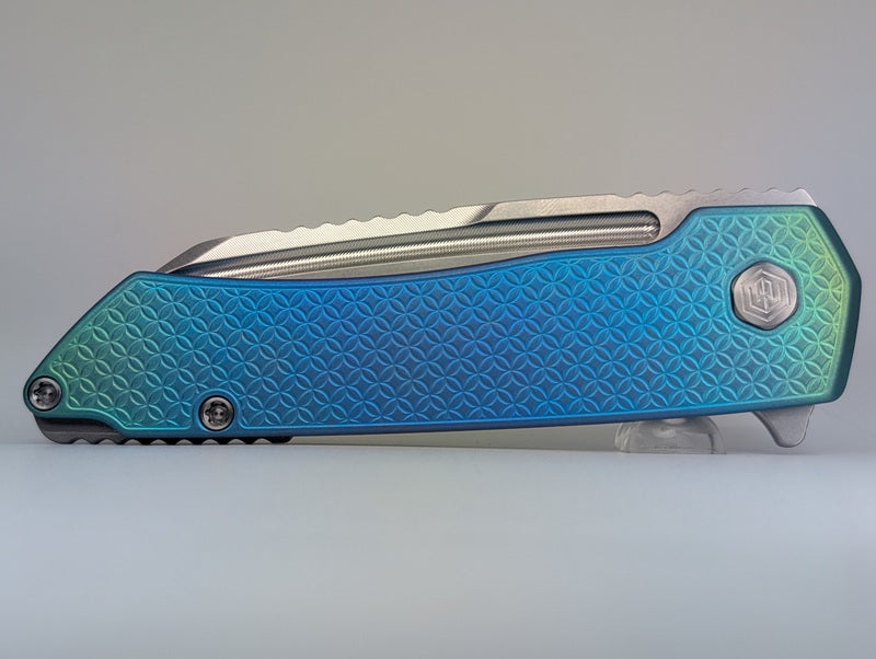 MachineWise Mojave Green Fade Ti ( S90V | Stonewash | Mosaic Handle ) Framelock Folding Knife #1039