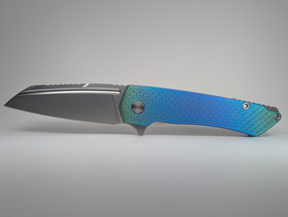 MachineWise Mojave Green Fade Ti ( S90V | Stonewash | Mosaic Handle ) Framelock Folding Knife #1039