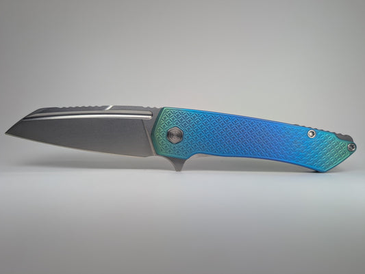 MachineWise Mojave Green Fade Ti ( S90V | Stonewash | Mosaic Handle ) Framelock Folding Knife #1039
