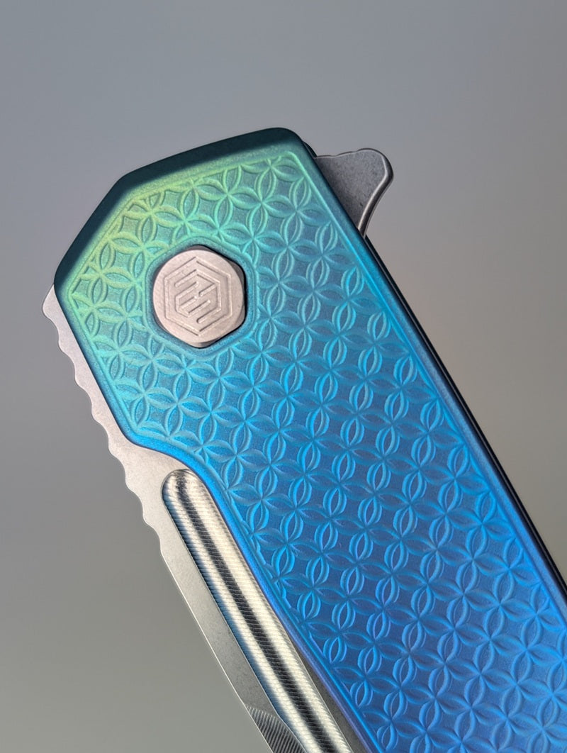 MachineWise Mojave Green Fade Ti ( S90V | Stonewash | Mosaic Handle ) Framelock Folding Knife #1039