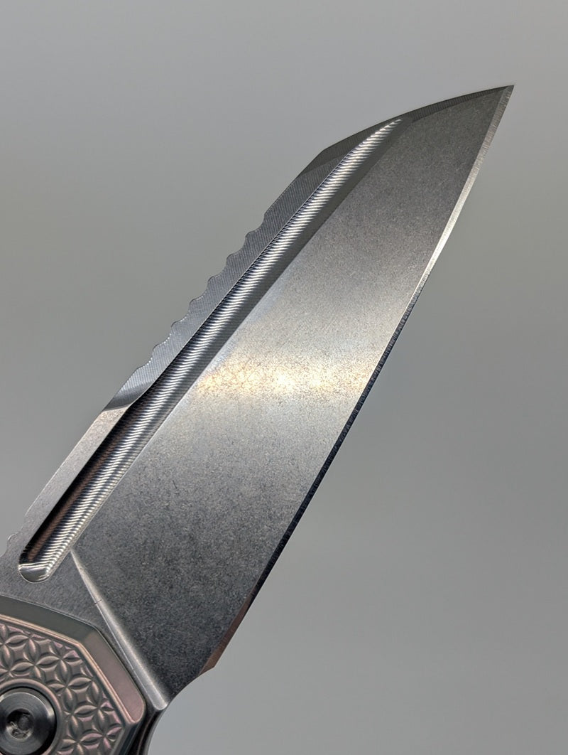 MachineWise Mojave Pearl Ti ( S90V | Stonewash | Mosaic Handle ) Framelock Folding Knife #954