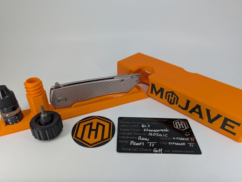 MachineWise Mojave Pearl Ti ( S90V | Stonewash | Mosaic Handle ) Framelock Folding Knife #954