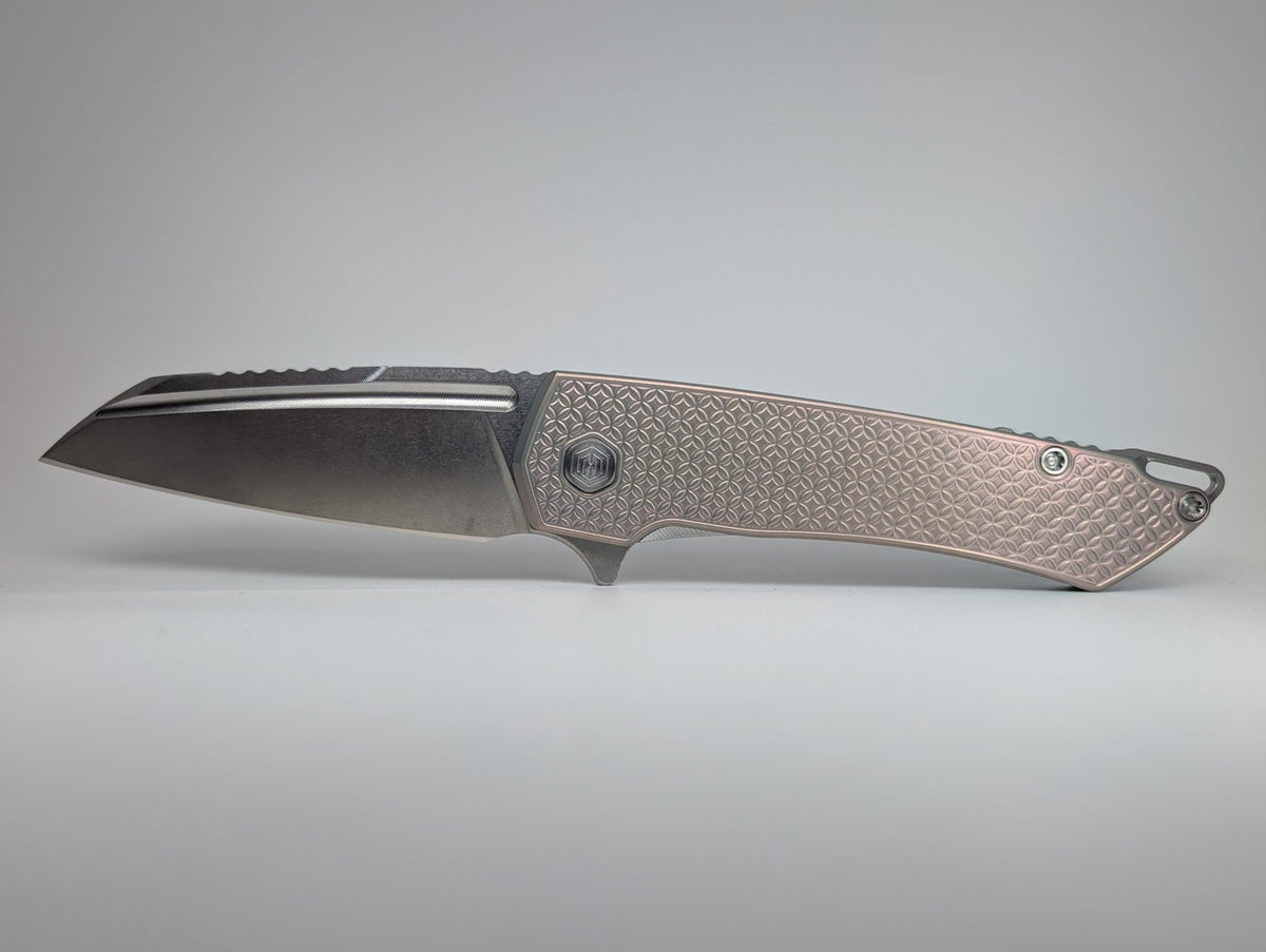 MachineWise Mojave Pearl Ti ( S90V | Stonewash | Mosaic Handle ) Framelock Folding Knife #954