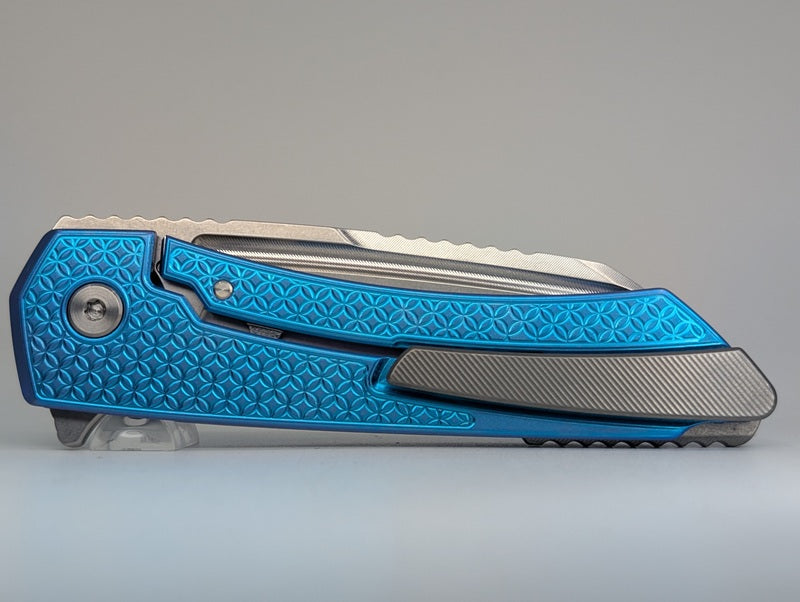 MachineWise Mojave E-Blue Ti ( S90V | Stonewash | Mosaic Handle ) Framelock Folding Knife #1076
