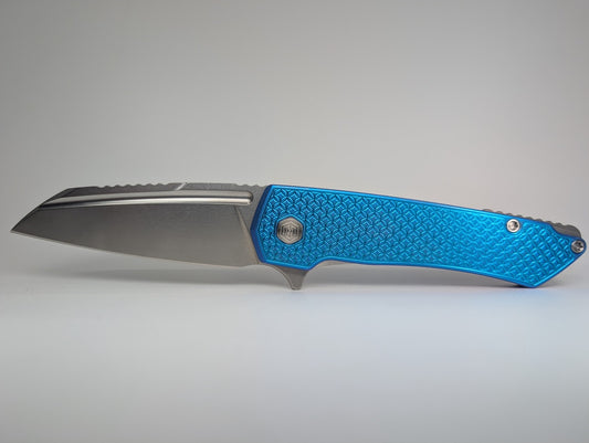 MachineWise Mojave E-Blue Ti ( S90V | Stonewash | Mosaic Handle ) Framelock Folding Knife #1076
