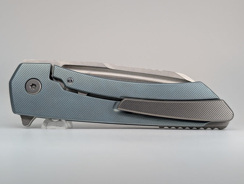 MachineWise Mojave Pastel Blue (S90V | Lightwash | Finestep) Framelock Folding Knife #598 *BLEM*