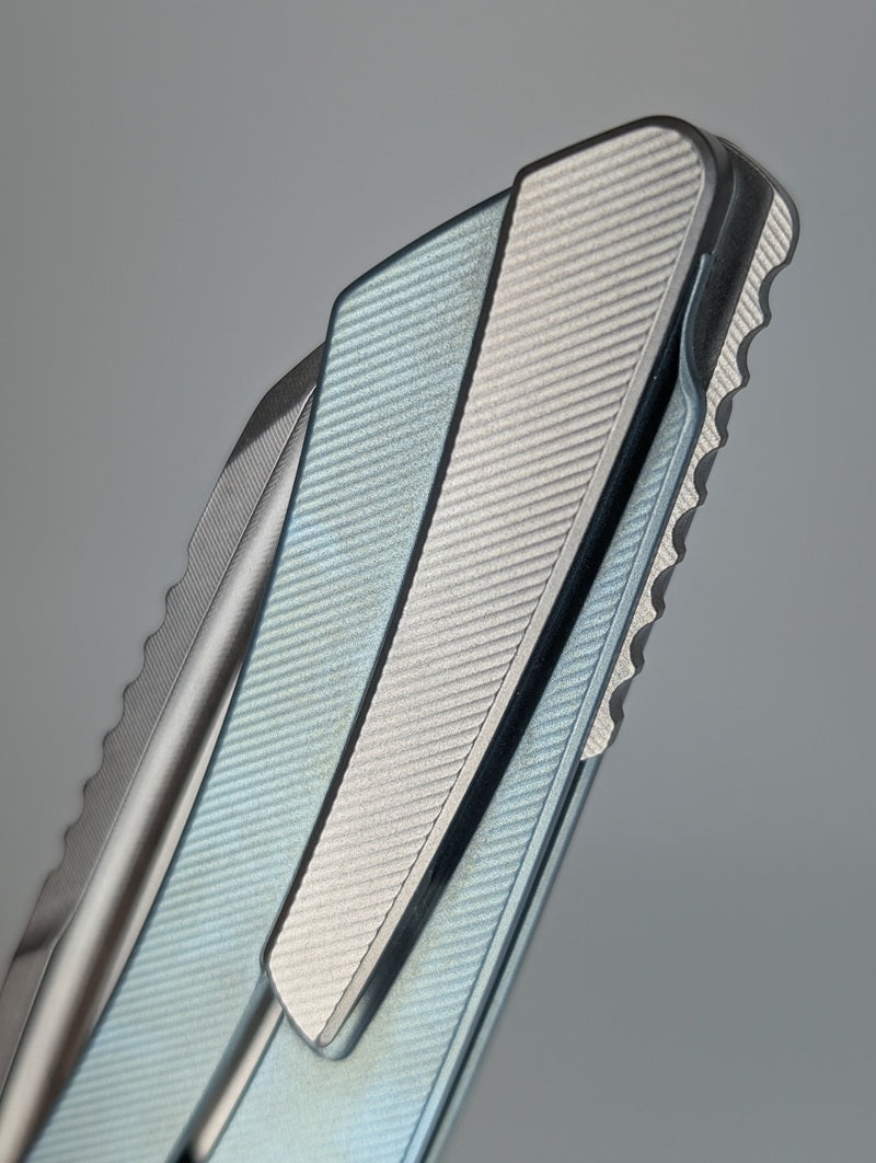 MachineWise Mojave Pastel Blue (S90V | Lightwash | Finestep) Framelock Folding Knife #598 *BLEM*