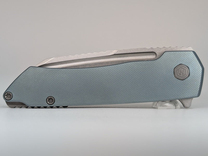 MachineWise Mojave Pastel Blue (S90V | Lightwash | Finestep) Framelock Folding Knife #598 *BLEM*